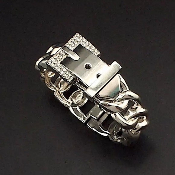 Jewelry - Silver Buckle Rhinestone Bangle Bracet